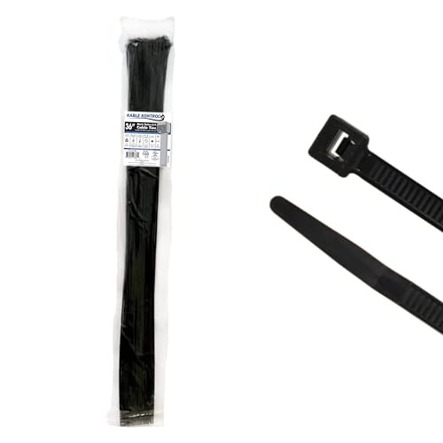 Image of Kable Kontrol Cable Zip Ties, 36 Inch, 100 Pcs, 50lbs Test, Black | Nylon Plastic, UV-Resistant, Self Locking, UL Listed, Indoor & Outdoor Use