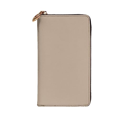 Cartera de cuero marrón claro estampada de 7.5 x 4.1 pulgadas 2
