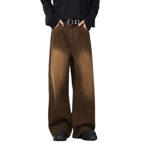 Men's Jeans American Washed Deisgn Distressed Baggy Straight Leg Denim Pants