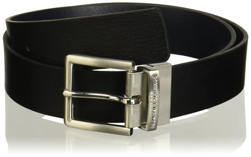 Materiale 100% pelle Armani Exchange Essential, Double Face, Metal Buckle, Cintura Uomo, Nero/Blu Navy, 28