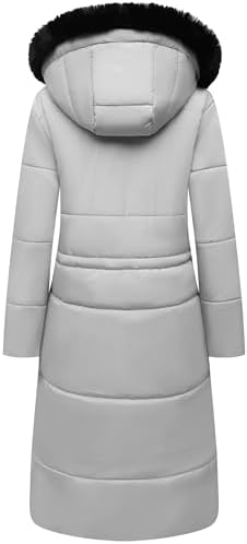 MOERDENG Women's Long Winter Puffer Coat Waterproof Warm Maxi Down Jacket Faux Fur Removable Hood Parka
