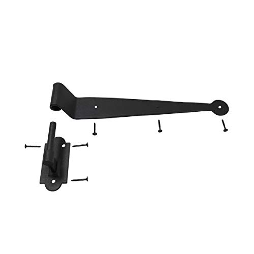 Renovators Supply Manufacturing Black Offset Strap Lift Off Pintle Hinge 11.8" X 2 1/4" Wrought Iron Pin Hinges For Shutters, Exterior Window Doors Or Gates Offsets With Hardware Pack Of 4 #TOP6
