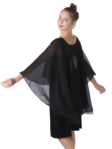Baoqiya Chiffon Capes Sheer Capelets Long Cape Poncho For Women Plus Size
