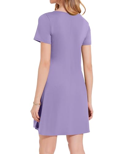 Image of JOLIGAL Summer Dresses for Women Casual Short Sleeve Sundress Scoop Neck Beach T Shirt Dress with Pockets 2026