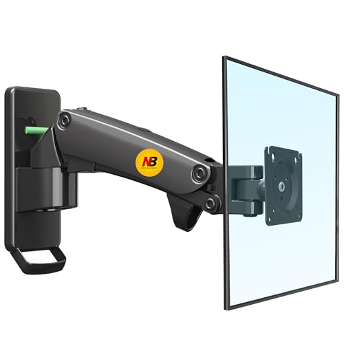 NB North Bayou TV Monitor Wall Mount Bracket Full Motion Articulating Swivel for 17-27 Inch Monitors with Gas Spring (Black Single Extension) F120-B