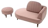セルタン オットマン付きコンパクトカウチソファ ベロア生地 スモーキーピンク A1058p-b-721PIK