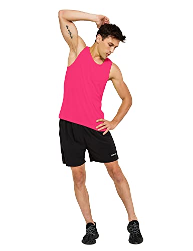 Image of DEMOZU Men's Neon Running Athletic Workout Tank Top Quick Dry Swim Beach Pool Gym Tank Top Sleeveless Muscle Shirts