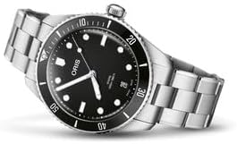 Oris Divers 39mm Mens Watch with Rubber Strap Automatic Divers Stainless Steel Bracelet Black Dial 01 733 7795 4054-Set, Black