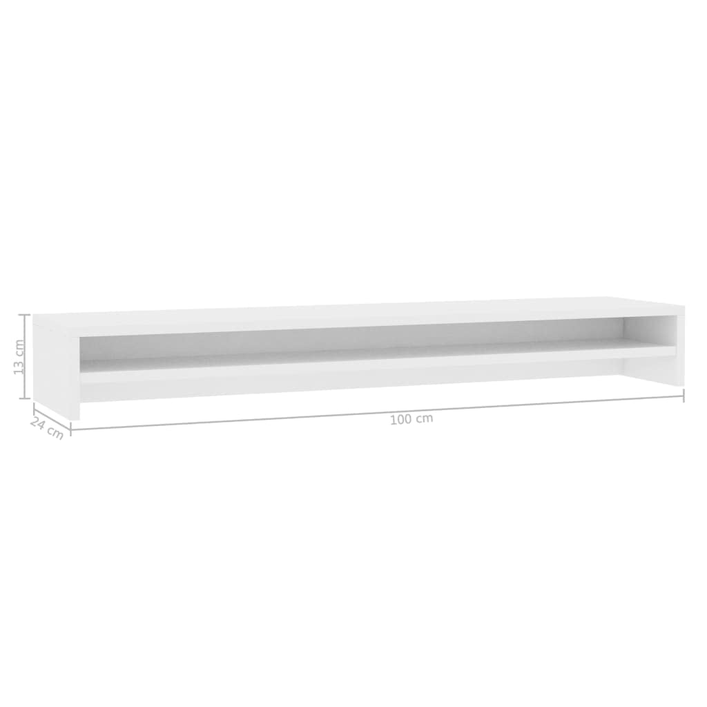 Chusui Supporto per Monitor,Supporto per Monitor da Scrivania,Supporto per Monitor PC,Supporto per Monitor Bianco 100x24x13 cm in Legno Multistrato