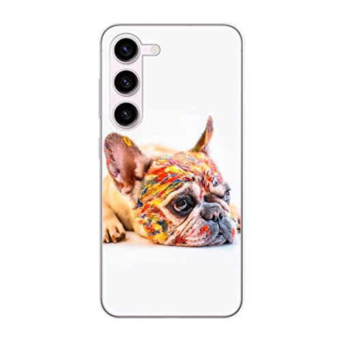 Coque Samsung Galaxy S23+ bouledogue multicolore silicone TPU
