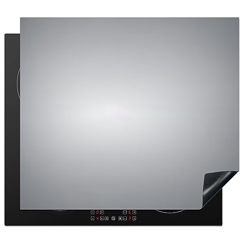 KitchenYeah© Cubre Vitrocerámica - Protector Vitroceramica Induccion 60x52 cm - Tapa Vitroceramica - Protector de Vitroceramica Plata - Gris - Metálico - Oscuro