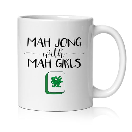BEHIFL Mahjong Gifts Coffee Mug, Mah Jong Gifts for Women Players Lovers, Mahjong Tiles Accessories Ceramic Coffee Tea Cup Mug 11oz