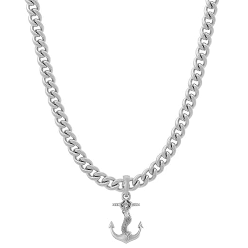 Pendentif en argent sterling 925 hypoallergénique avec chaîne gourmette d'ancre anti-ternissement