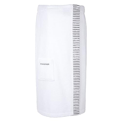 Schiesser Toalla de sauna Roma para mujer, 100% algodón de producción sostenible, suave, absorbente, ajustable en 3 posiciones, 36 – 44, color blanco