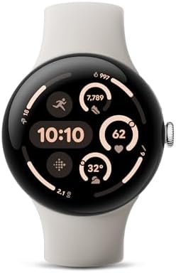Google Pixel Watch 3 (45mm) 2024 Model - Android Smartwatch, Heart Rate Tracking, Fitbit Advanced Running, Fitness Insights, 24-Hour Battery - Polished Silver Aluminum Case - Porcelain Band - Wi-Fi