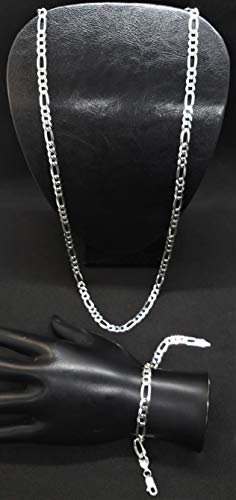 Corrente E Pulseira Masculina Elo 3x1 Grumet Prata Maciça 925 70 cm X 7 mm Ref. 668