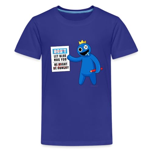 Rainbow Friends - Might Be Hungry T-Shirt (Kids Royal Blue 6-7)