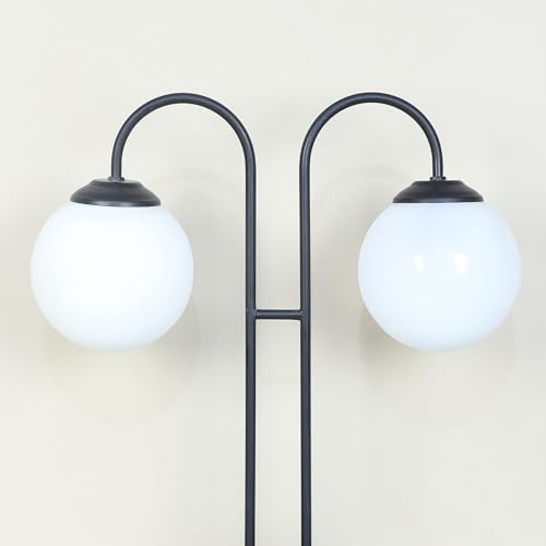 Image of tu casa Black Metal Table Lamp for Home Decoration, Bedroom, Living Room, Lounge, Office, Festival Gifting, Study Table (2 White Glass Shade) H - 16.5 inch / No Blub