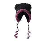 Y un encantador gorro de invierno de doble capa, cálido y grueso con efecto calentador de oídos. Gorro de invierno para niño, Negro , Talla única