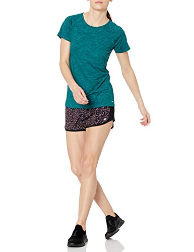 Amazon Essentials Women's Tech Stretch Cap-Sleeve T-Shirt, Pack Of 2, Washed Teal Green/Space Dye, Medium #TOP4