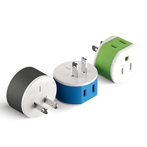 OREI Japan, Philippines Power Plug Adapter with 2 USA Inputs - Travel 3 Pack - Type A (US-6) Safe Use with Cell Phones, Laptop, Camera Chargers, CPAP, and More