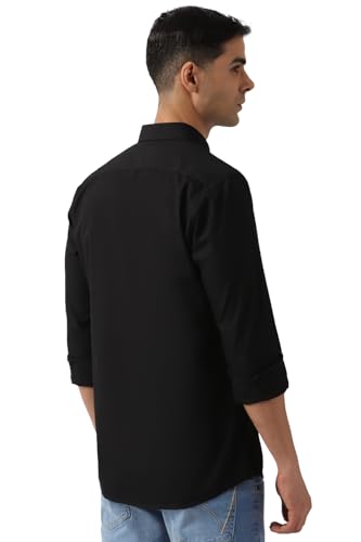 Peter England Men's Slim Fit Full Sleeve Cotton Solid Casual Shirt with Pocket