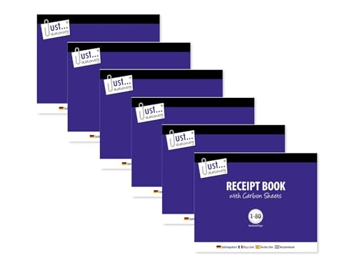 Paquete de 6 cuadernos de recibos duplicados de papel de carbono, bloc de facturas para trabajadores autónomos para pequeñas empresas, libro de recibos de efectivo, papel rayado, 80 páginas numeradas