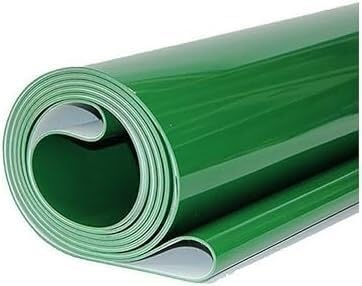 Zielony przenośnik taśmowy PVC do użytku przemysłowego - 50 x 120 cm idealny do pakowania linii produkcyjnych Wytrzymały materiał zapewniający wydajną pracę.