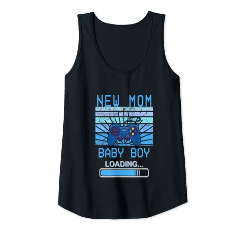 Mujer Retro Nuevo Gamer Gaming Mamá Bebé Niño Cargando 2022 Controlador Camiseta sin Mangas