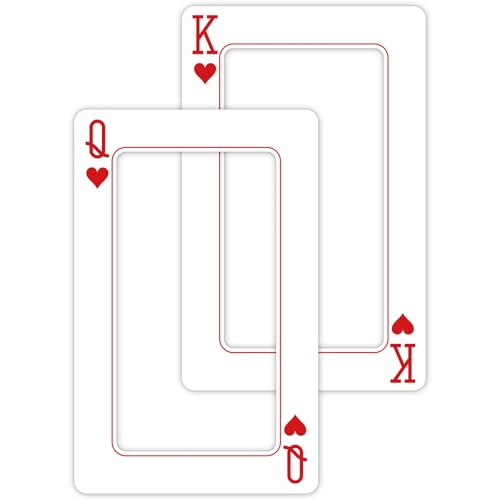 Foilswirl Casino Night Party Decoration 24 x 15 Inch Jumbo Playing Cards Giant Casino Card Board Cut out Booth Vegas Lucky in Love Wonderland Party Decoration for Carnival Poker Night Decor(2 Pcs,K,Q)