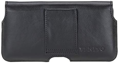 VENITO Rome Universal Leather Pouch Case for iPhone 14, 14 Pro–13, 13 Pro–12, 12 Pro–11, 11 Pro–XR, XS, X, SE 2020 - SE 2022, 8, 7, Galaxy S23, S22, S21, S20, S10, S10e, S9 Note10 (Antique Black)