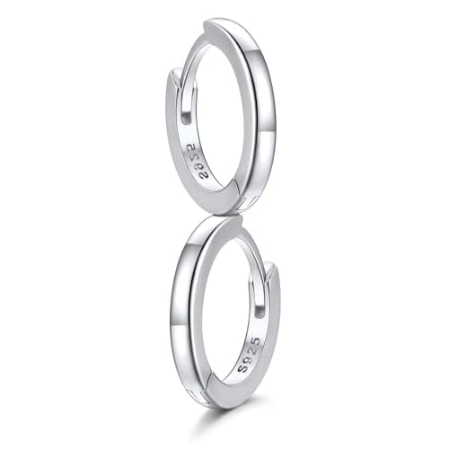 SILVERCUTE 925 Sterling Silver Huggie Hoop Earrings for Women,Hypoallergenic Small Hoop Earrings Lightweight Silver/14K Gold Hoops Cartilage Earrings