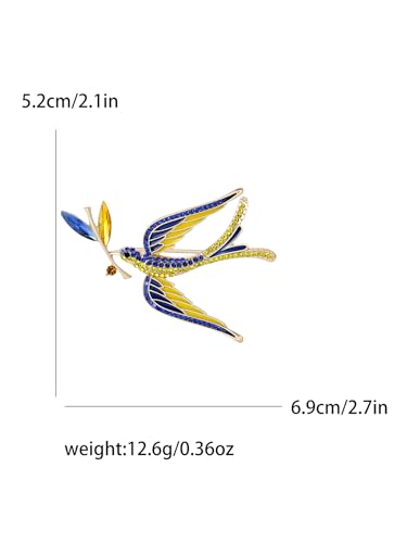 Image of Fashionable Peace Dove Brooch for Women Ukrainian Wheat Ear Brooch Dress Suit Pin Accessories