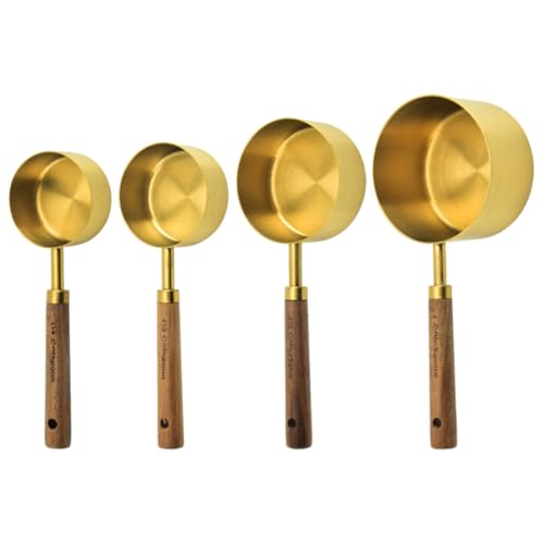 Cucharas medidoras de acero y madera de nogal para repostería elegante 2