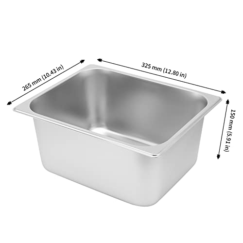 Image of JAPCHET 4 Pack Stainless Steel Steam Pan, 1 /2 Size 6 Inch Deep, Anti-Jam Hotel Pans Commercial Metal Food Catering Tray for Buffet, Restaurant