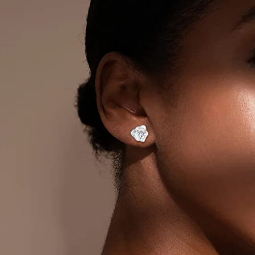 14K Gold Plated 925 Sterling Silver Post Cubic Zirconia Rose Flower Stud Earrings for Women | Hypoallergenic & Nickel Free Earrings for Women4
