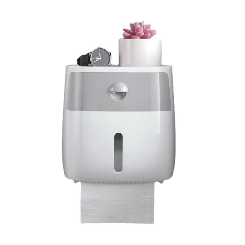 Jaffiust Off-White Toilet Paper Holder with Shelf, Flushable Tissue Dispenser and Bathroom Storage - Keep Your Wipes Out of Sight（Gray）