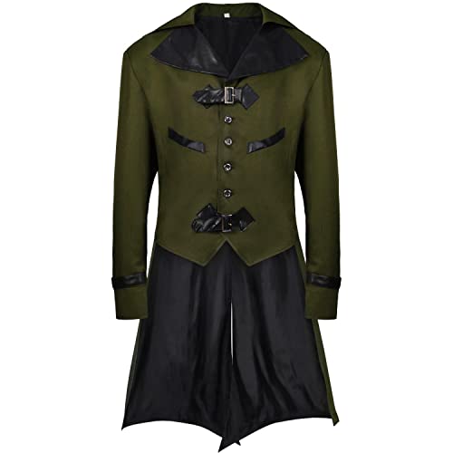 Veste de bureau gothique vert kaki homme Praty taille L vêtement alternatif masculin