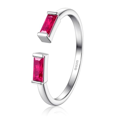 Silver Birthstone Rings for Women Adjustable Rings S925 Sterling Silver Stackable Rings CZ Gemstone Ring Personalized Jewelry for Birthday Wedding