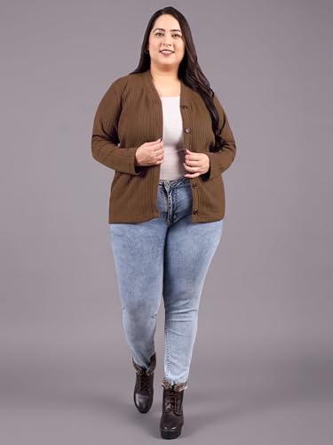Image of HIFZAA Plus Size Sweater for Womens Woolen Full Sleeve Cardigan 3XL 4XL 5XL 6XL