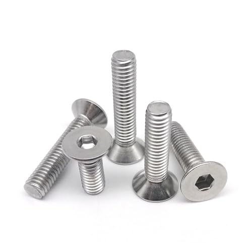 10/50個 M3 M4 M5 M6 M8 DIN7991 ブラック グレード10.9 スチール 304 ステンレススチール 六角六角ソケット フラット皿頭ネジ ボルト(304 stainless,90mm,M6 10pcs)