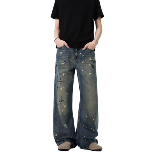 GUOYUXIAO Men's Jeans Retro Straight-Leg Denim Pants American-Style Washed Casual Pants Trouser for Men2