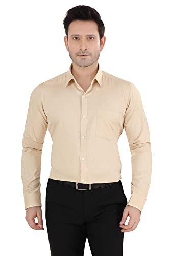Faubourg Men's Solid Full Sleeve Slim Fit Cotton Formal Shirt (Be...