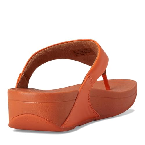Image of Fitflop Lulu Leather Toepost Womens Platform Sandals in White, Satsuma, 6.5 UK
