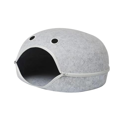 Bothyi Cama semi fechada para gatos, ninho para gatos, quente, respirável, macio, resistente a arran
