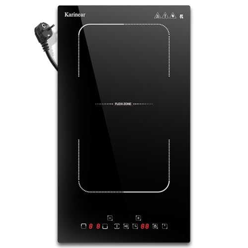 Karinear Induktionskochfeld mit Dunstabzug, Kochfeld Autarkes, 7200W Induktionsfeld mit 145W Dunstabzug, Booster, Timer, Pause, Touch-Steuerung, 220-240V, Kein Stecker