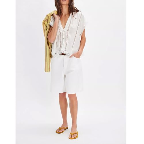 Women Y2k Sheer Lace Trim Button Up Tank Tops Cute Front Tie Up V Neck Going Out Blouse Shirts Vest Summer3