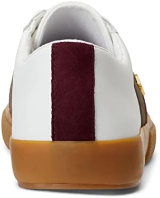 Lauren Ralph Lauren Janson II Leather & Webbed Sneaker Snow White/Vintage Burgundy/Botanic Green 10 B (M) | Image 3