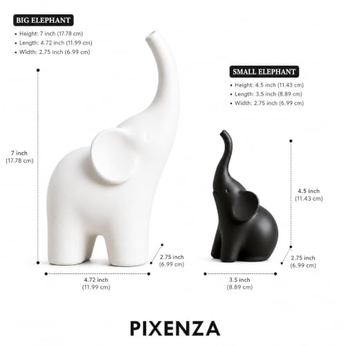 Image of Elephant Showpiece Set for Home Decor, Matte Finish Elephant Decorative Figurines for Living Room, TV Table, Shelf Decor Lucky Elephant Statue for Housewarming Gift (Black & White,PLA Plastic)