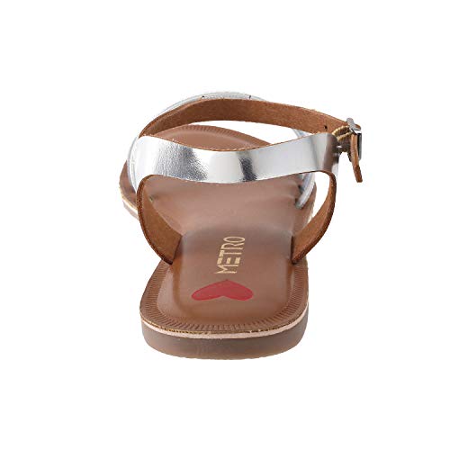 Image of Metro Women's Gold Faux Leather Flat Strappy Fashion Sandals